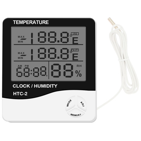 Digital termometer, hygrometer och klocka med extern sond