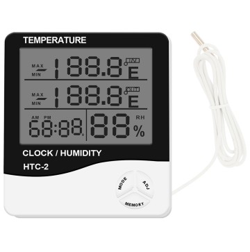 Digital termometer, hygrometer og ur