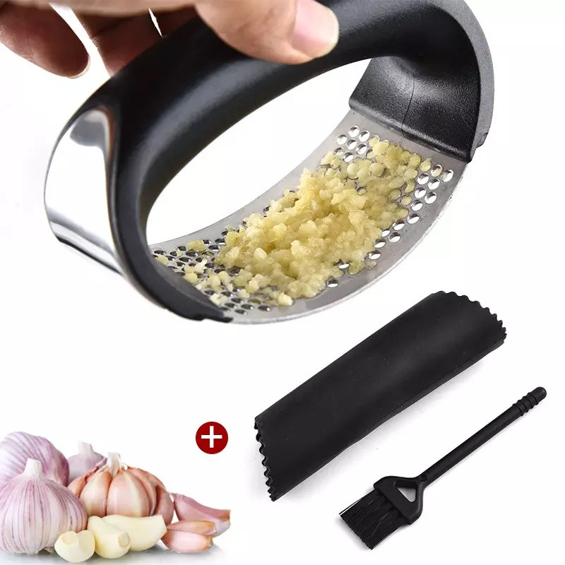 Vitlökspress med silikonskalare och borste