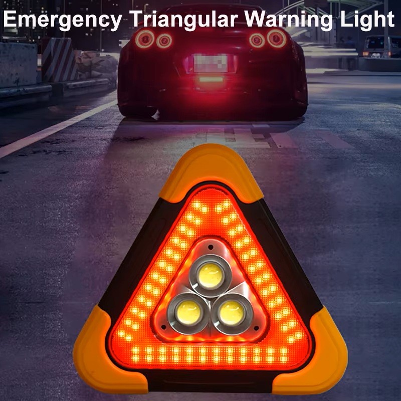 Varningstriangel med LED-ljus och solceller